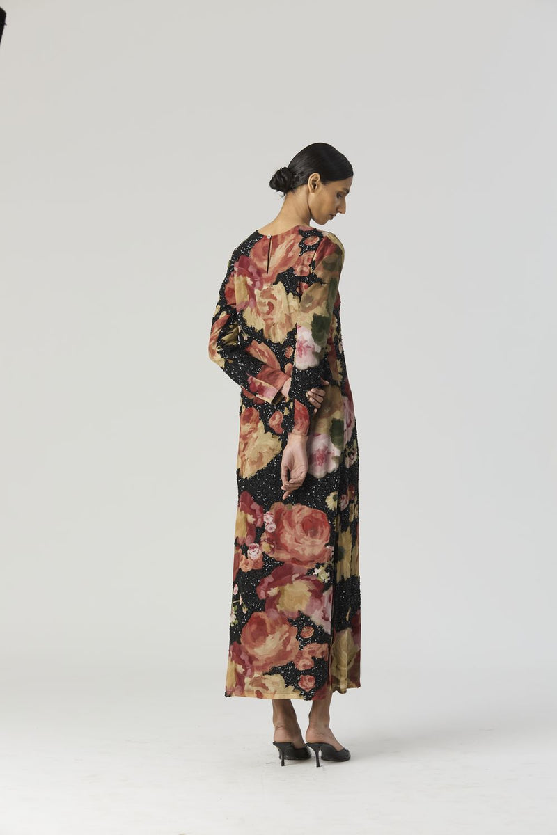 ROSALIA EMBROIDERED DRESS by Yam in black color for women in Singapore