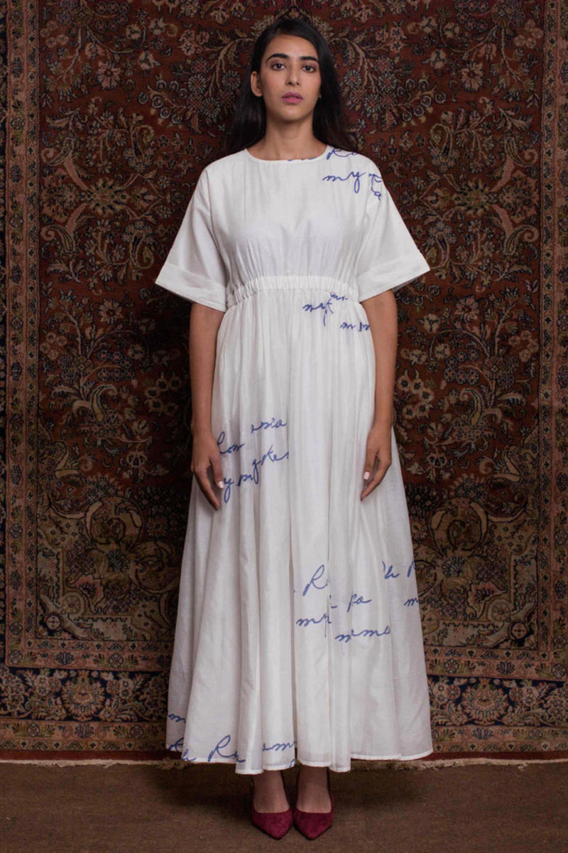 Rosalind Dress chanderi by The Summer House in white color for women in Singapore