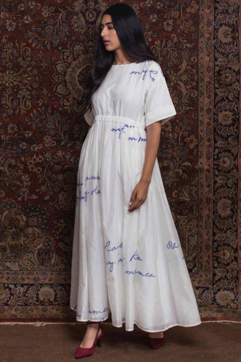 Rosalind Dress chanderi by The Summer House in white color for women in Singapore