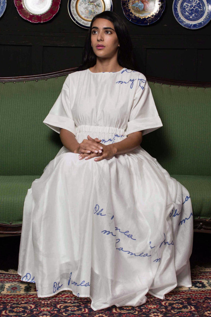 Rosalind Dress chanderi by The Summer House in white color for women in Singapore