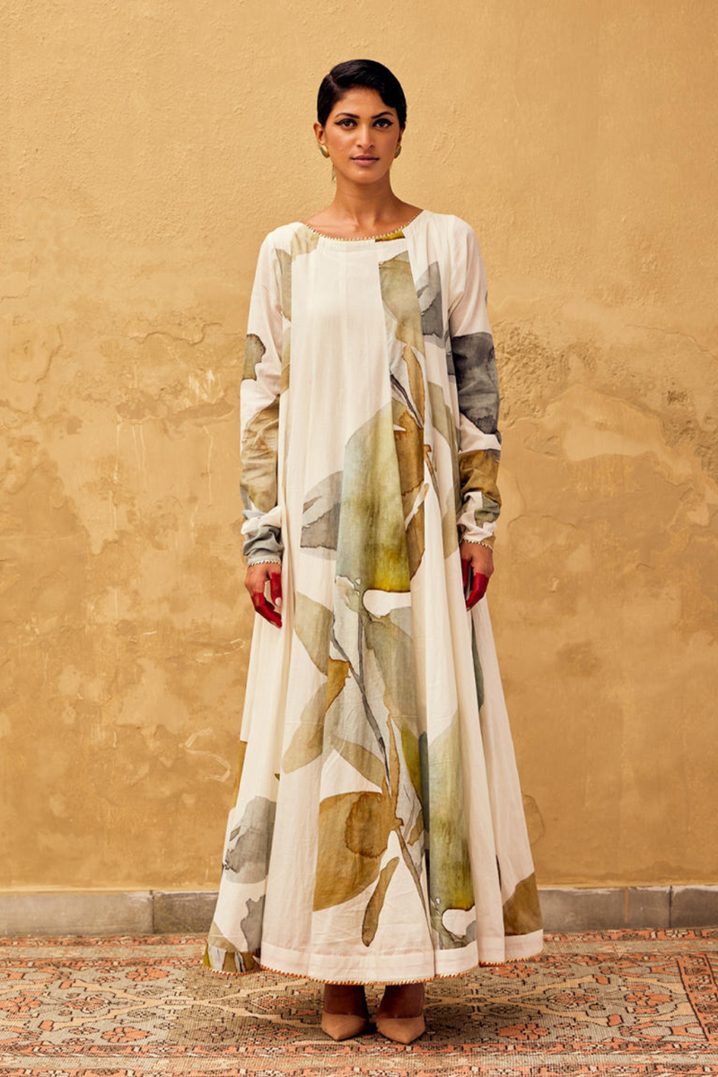 Roshan Dress cotton by Khara Kapas in white for women in Singapore