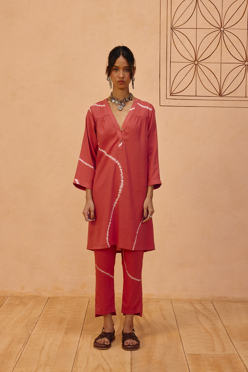 Rosy Earth Lyocell Kurta lyocell light kurta set by SUI in terra for women in Singapore