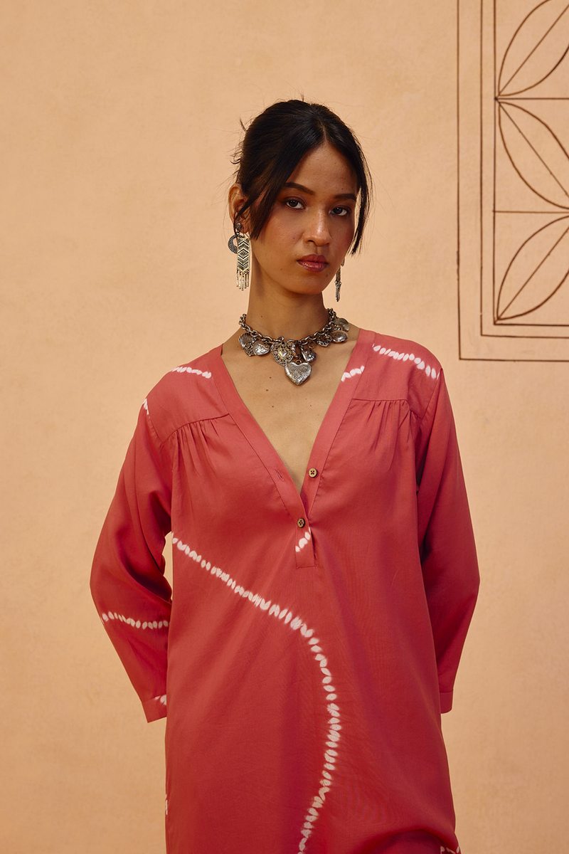 Rosy Earth Lyocell Kurta lyocell light kurta set by SUI in terra for women in Singapore
