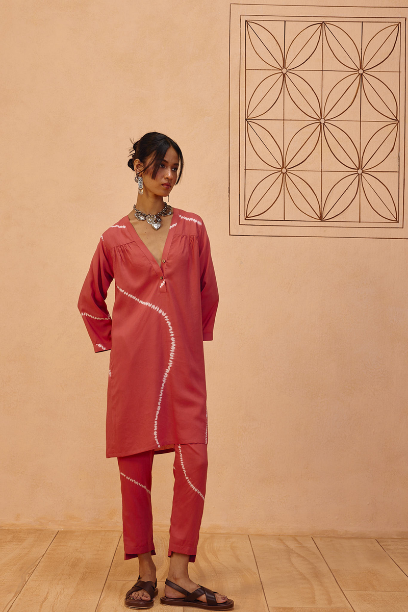 Rosy Earth Lyocell Kurta lyocell light kurta set by SUI in terra for women in Singapore