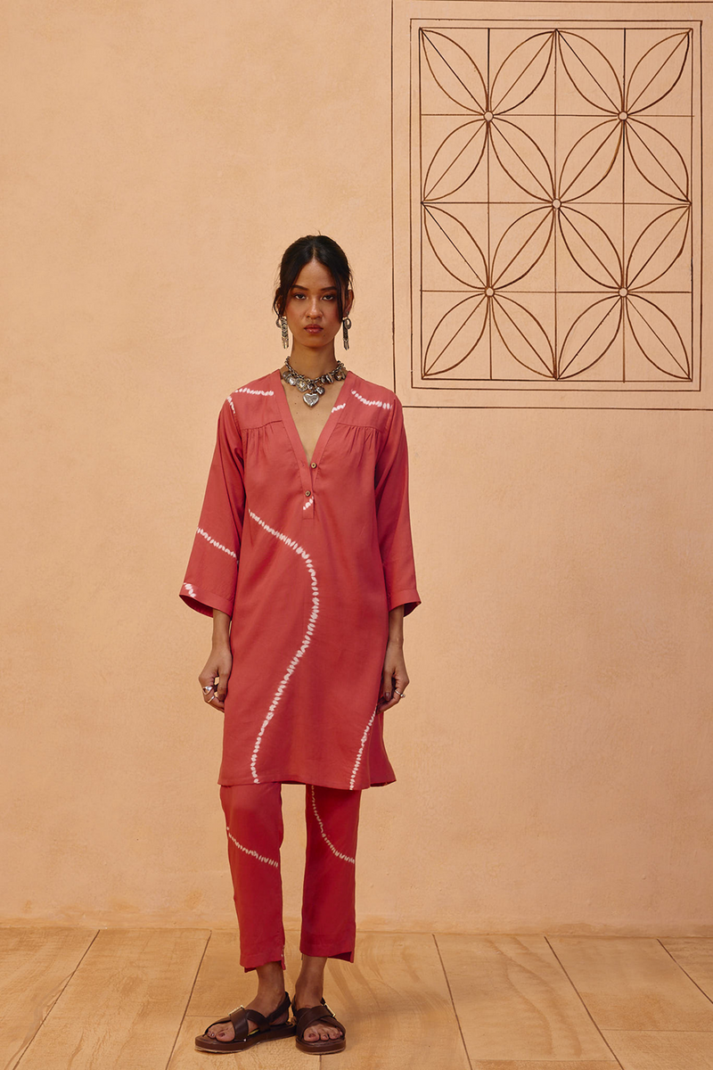 Rosy Earth Lyocell Kurta lyocell light kurta set by SUI in terra for women in Singapore