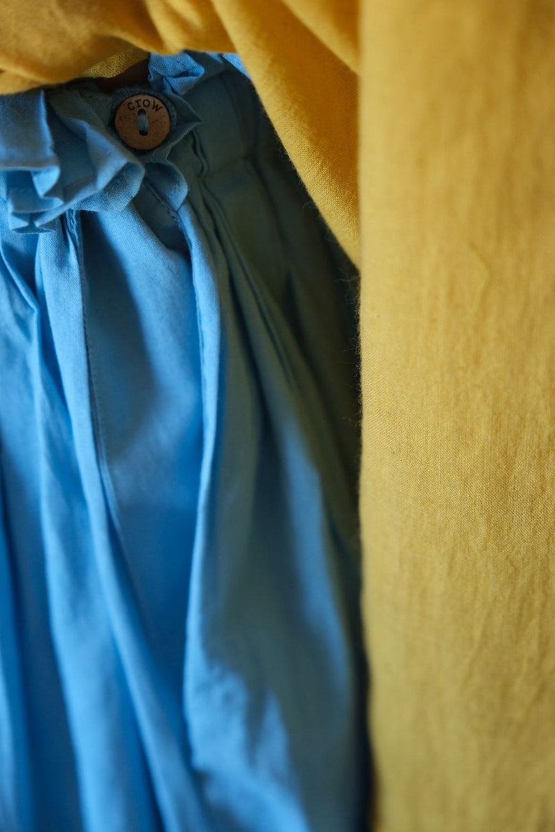 Ruffle Waist Skirt — Sky Blue fine muslin cotton skirt by World of Crow in blue for women in Singapore