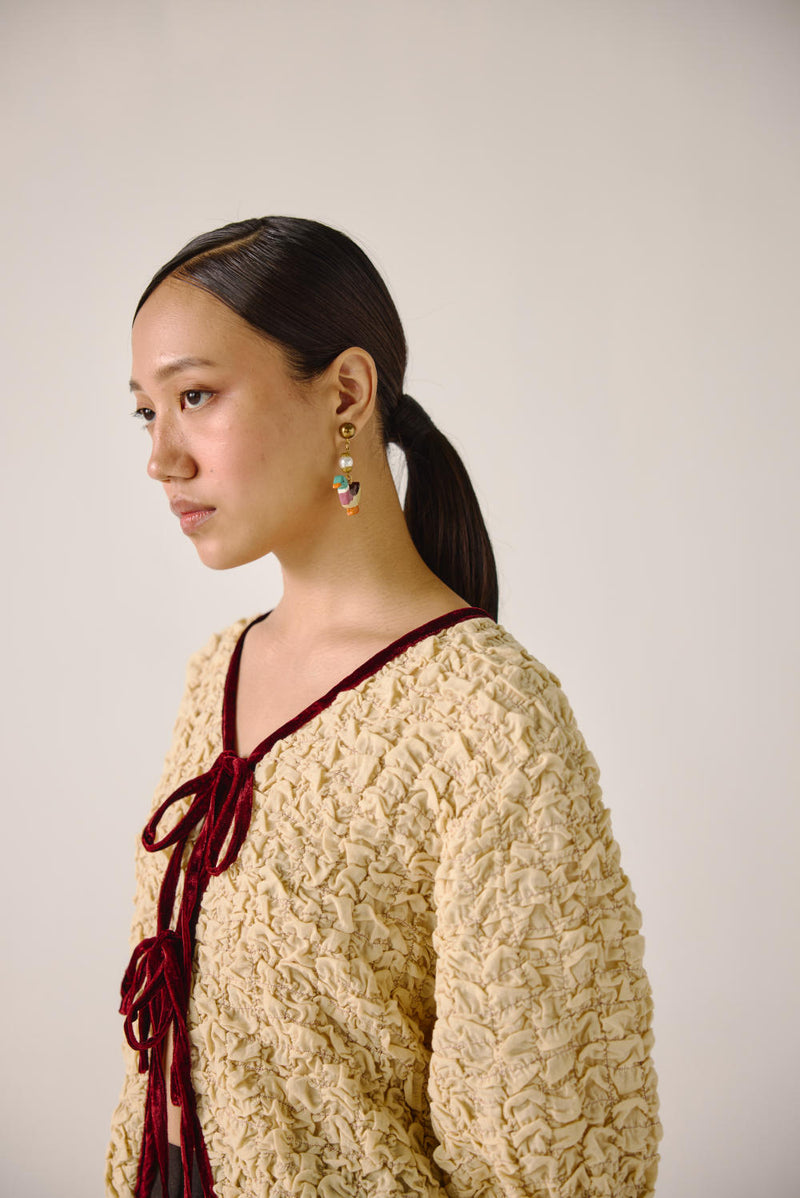 Ruffled top-Ivory cotton by CORD for women in Singapore