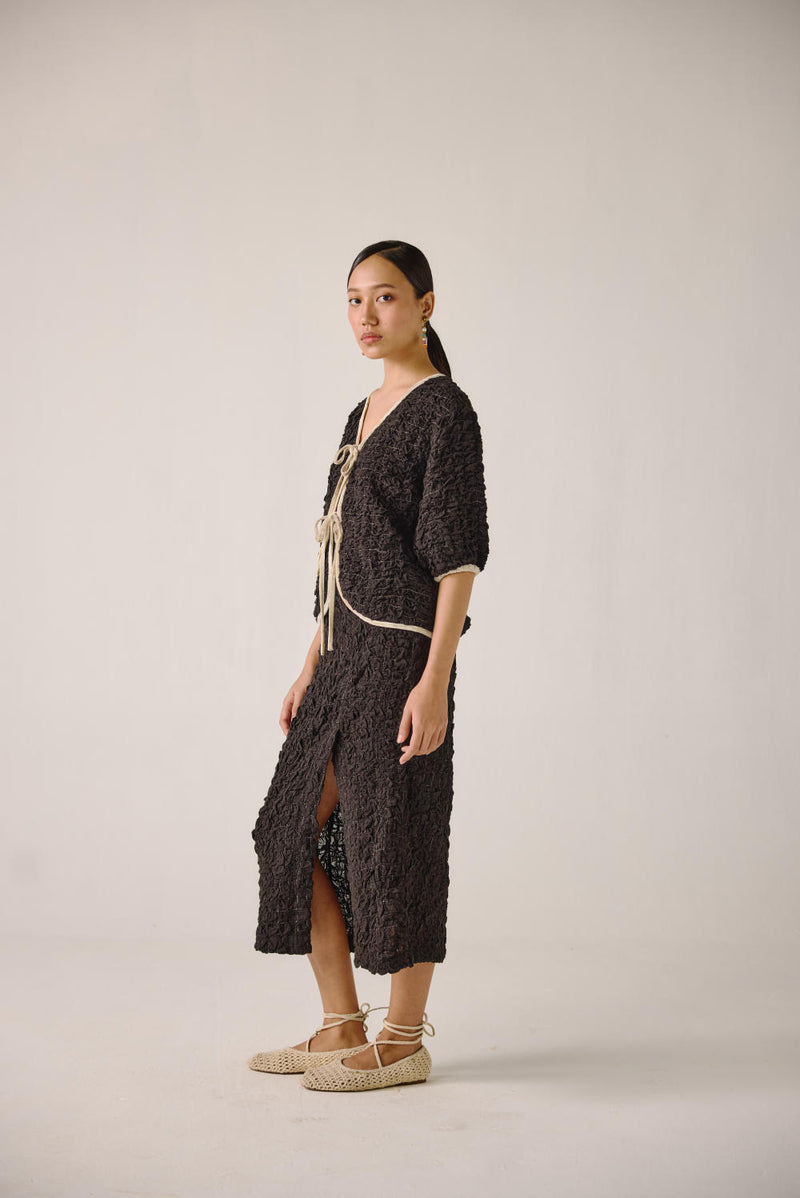 Ruffled Set-Black cotton by CORD for women in Singapore