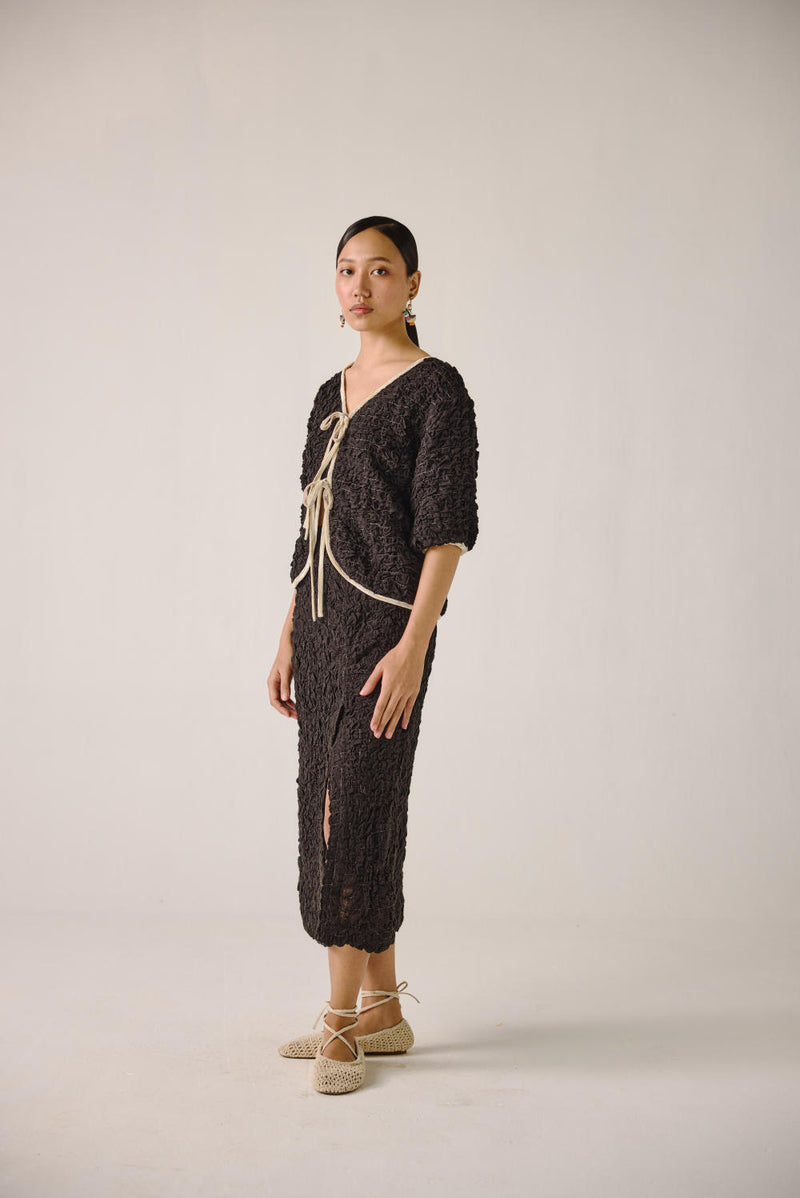 Ruffled Set-Black cotton by CORD for women in Singapore