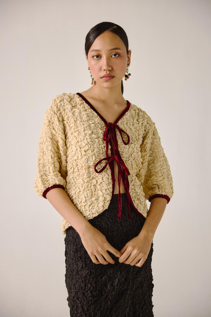 Ruffled Set-Ivory + Black (skirt) cotton by CORD for women in Singapore