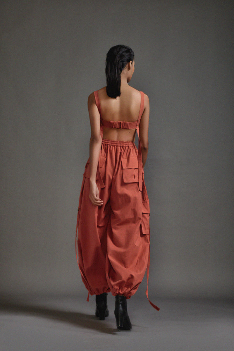 Rust Cargo Pants cotton by Mati in rust color for women in Singapore