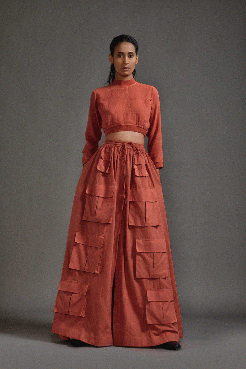 Rust Cargo Skirt cotton by Mati in rust color for women in Singapore
