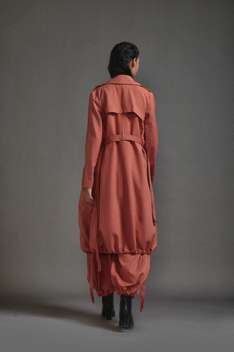 Rust Safari Cargo Trench Set cotton by Mati in rust color for women in Singapore