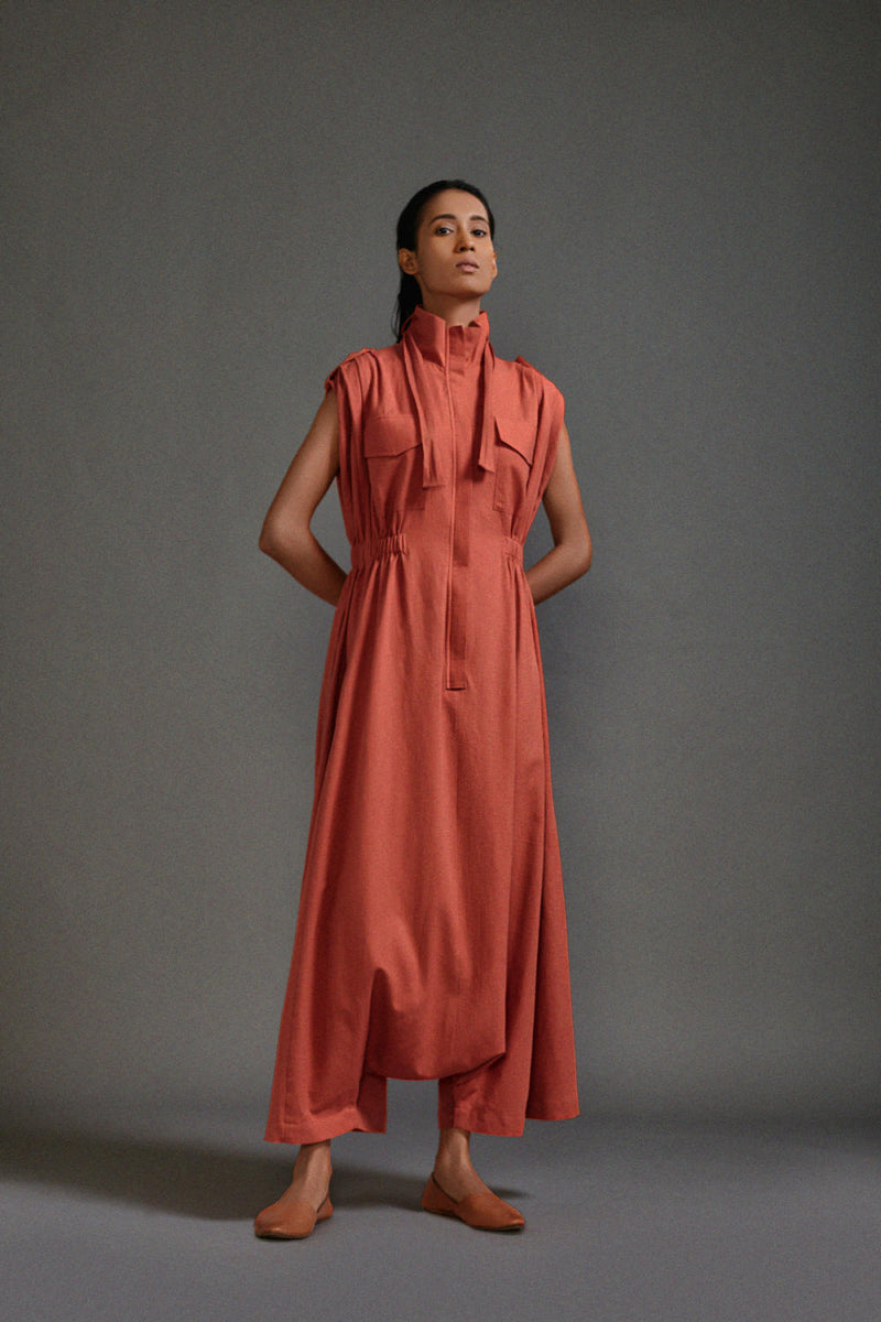 Rust Safari Sphara Jumpsuit cotton by Mati in rust color for women in Singapore