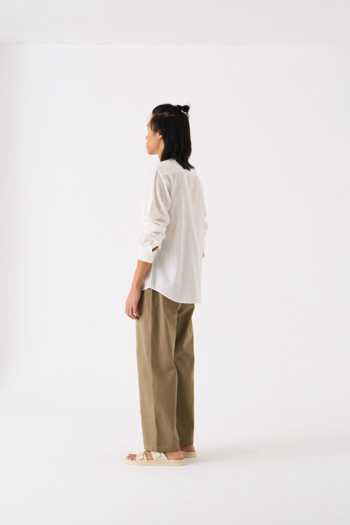 BAND COLLAR SHIRT CO-ORD - WHITE by THREE Men for men in Singapore