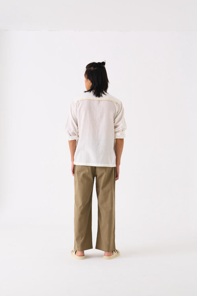 SMOCKING DETAIL SHIRT - WHITE by THREE Men for men in Singapore