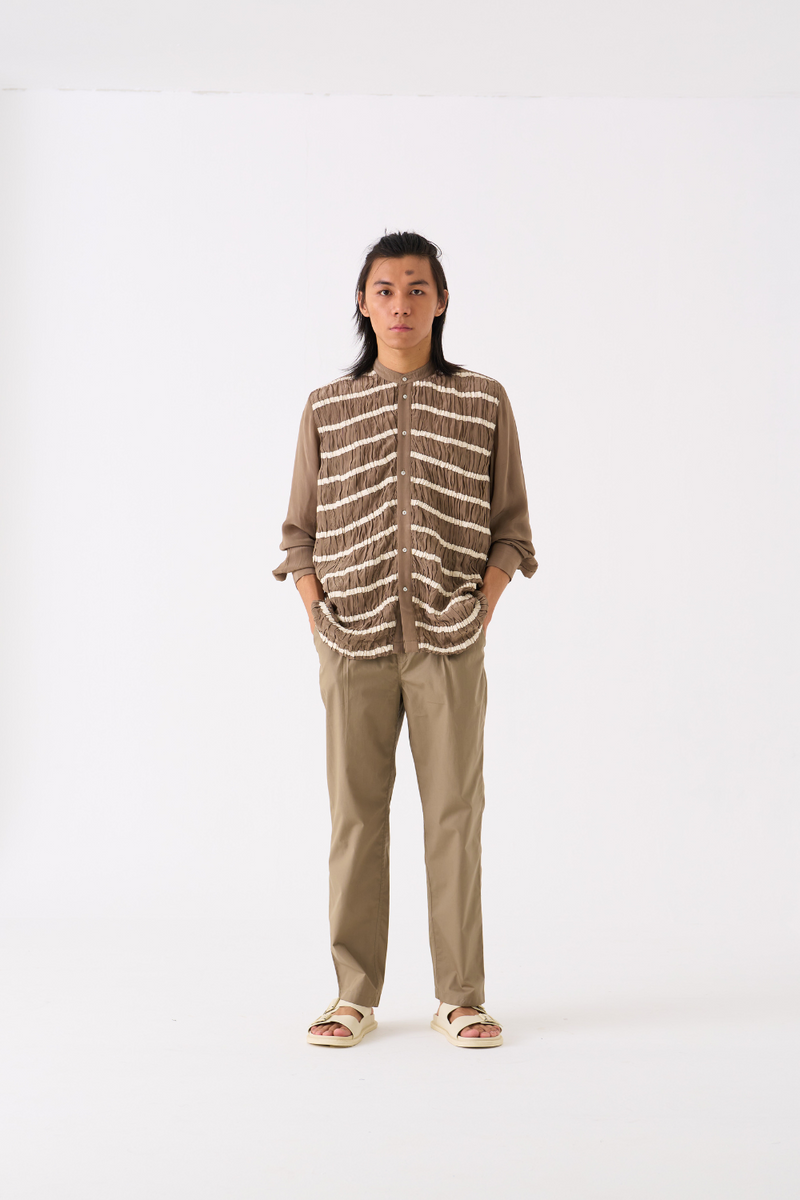 SMOCKING DETAIL SHIRT CO-ORD - SAGE by THREE Men for men in Singapore
