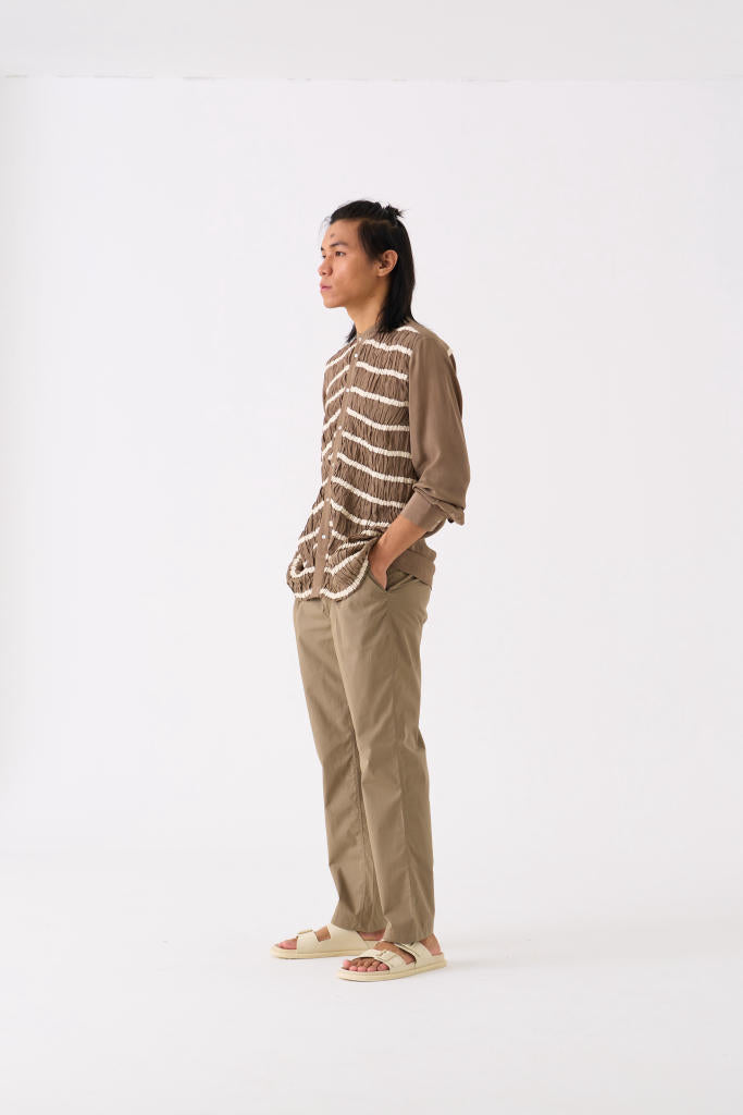 SMOCKING DETAIL SHIRT CO-ORD - SAGE by THREE Men for men in Singapore