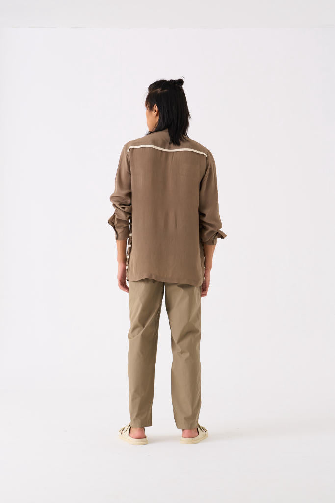 SMOCKING DETAIL SHIRT CO-ORD - SAGE by THREE Men for men in Singapore