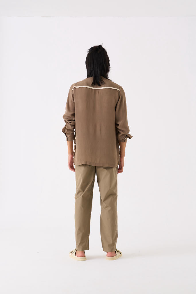 SMOCKING DETAIL SHIRT CO-ORD - SAGE by THREE Men for men in Singapore