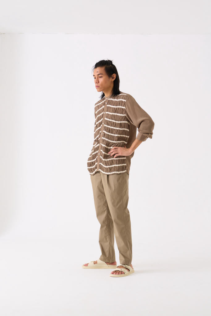 SMOCKING DETAIL SHIRT CO-ORD - SAGE by THREE Men for men in Singapore