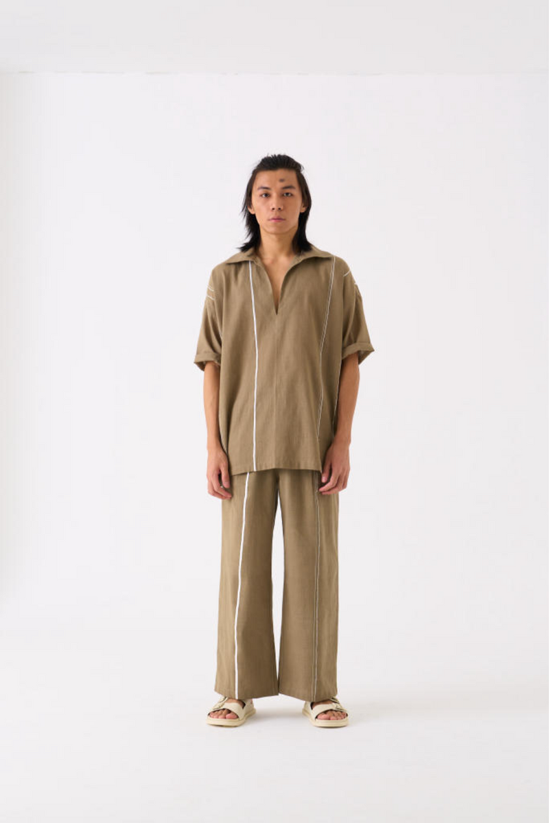 CAMP COLLAR SHIRT CO-ORD - SAGE by THREE Men for men in Singapore