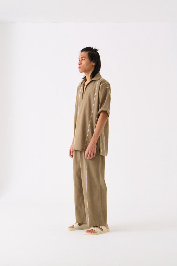 CAMP COLLAR SHIRT CO-ORD - SAGE by THREE Men for men in Singapore