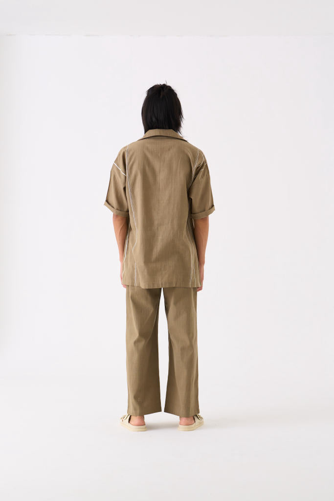 CAMP COLLAR SHIRT CO-ORD - SAGE by THREE Men for men in Singapore