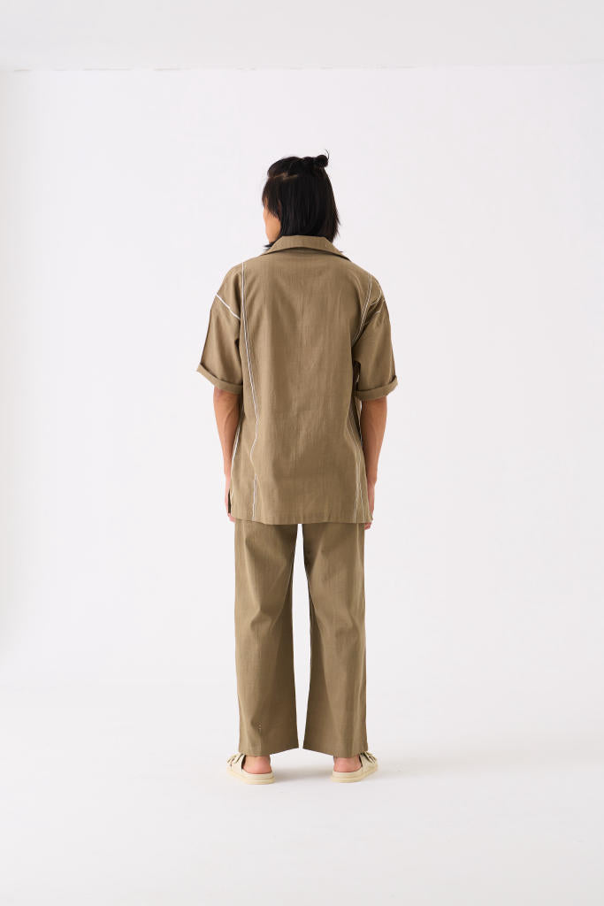 CAMP COLLAR SHIRT CO-ORD - SAGE by THREE Men for men in Singapore
