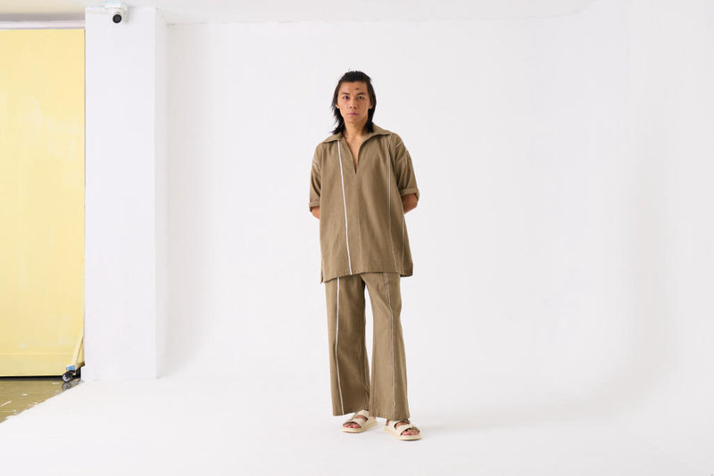 CAMP COLLAR SHIRT CO-ORD - SAGE by THREE Men for men in Singapore