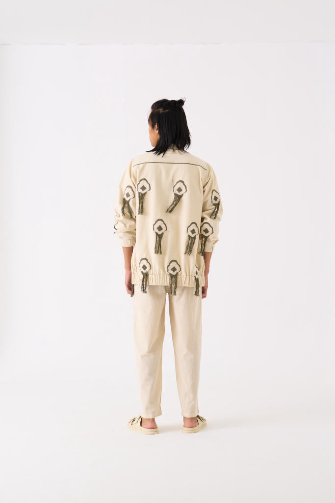 FRINGE BOMBER JACKET CO-ORD - IVORY by THREE Men for men in Singapore