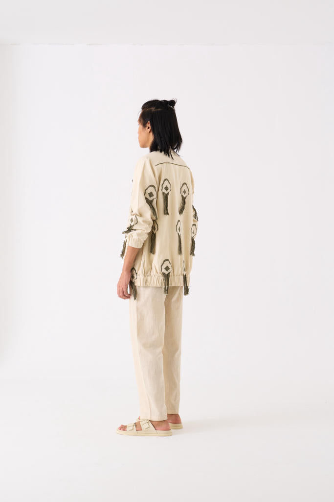 FRINGE BOMBER JACKET CO-ORD - IVORY by THREE Men for men in Singapore