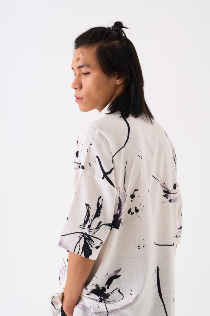 FLORAL RESORT WEAR SHIRT CO-ORD - WHITE by THREE Men for men in Singapore