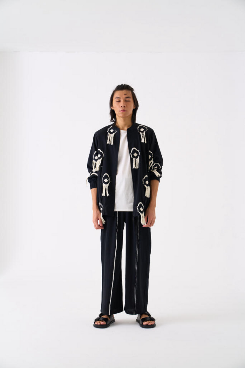 FRINGE BOMBER JACKET CO-ORD - BLACK by THREE Men for men in Singapore