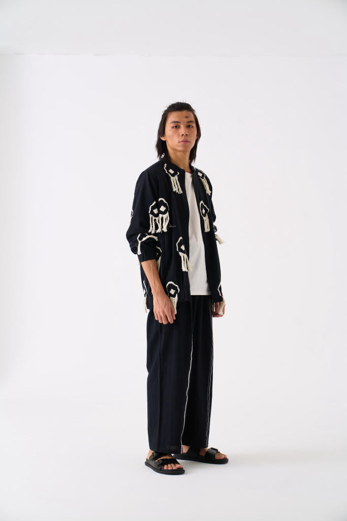 FRINGE BOMBER JACKET CO-ORD - BLACK by THREE Men for men in Singapore