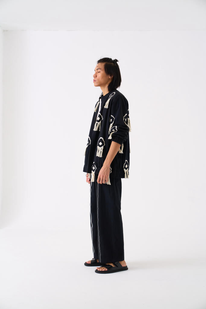 FRINGE BOMBER JACKET CO-ORD - BLACK by THREE Men for men in Singapore