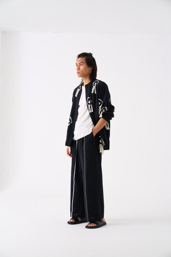 FRINGE BOMBER JACKET CO-ORD - BLACK by THREE Men for men in Singapore