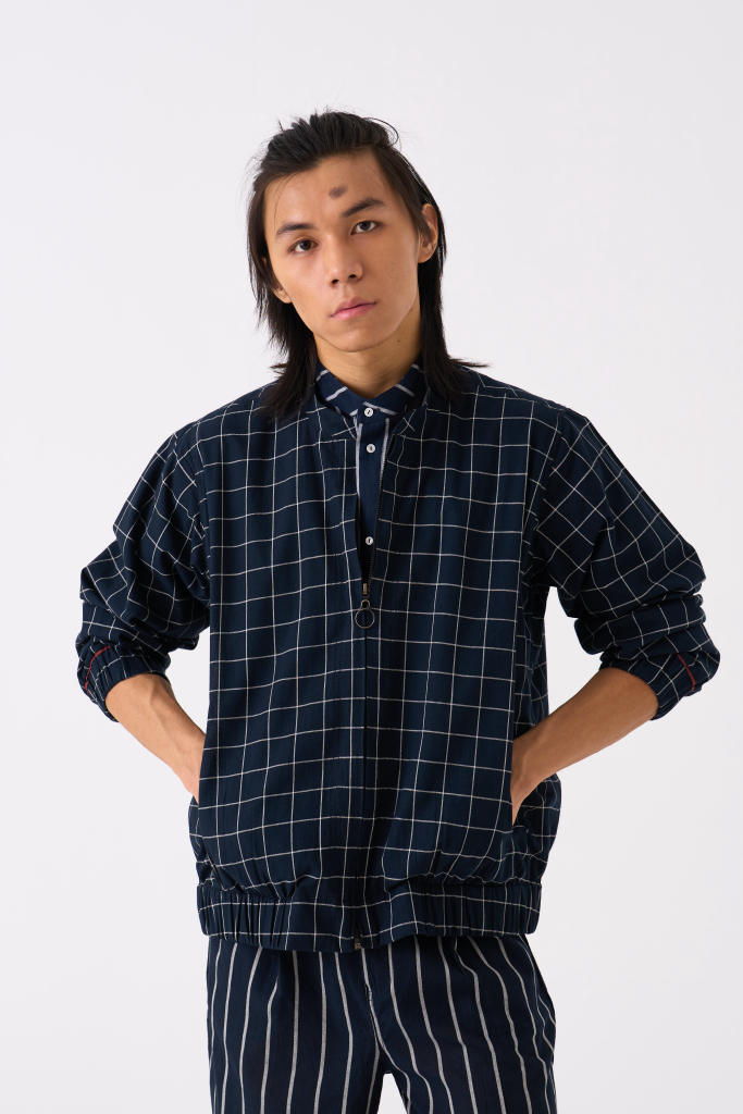 BOMBER JACKET - BLACK CHECK by THREE Men for men in Singapore