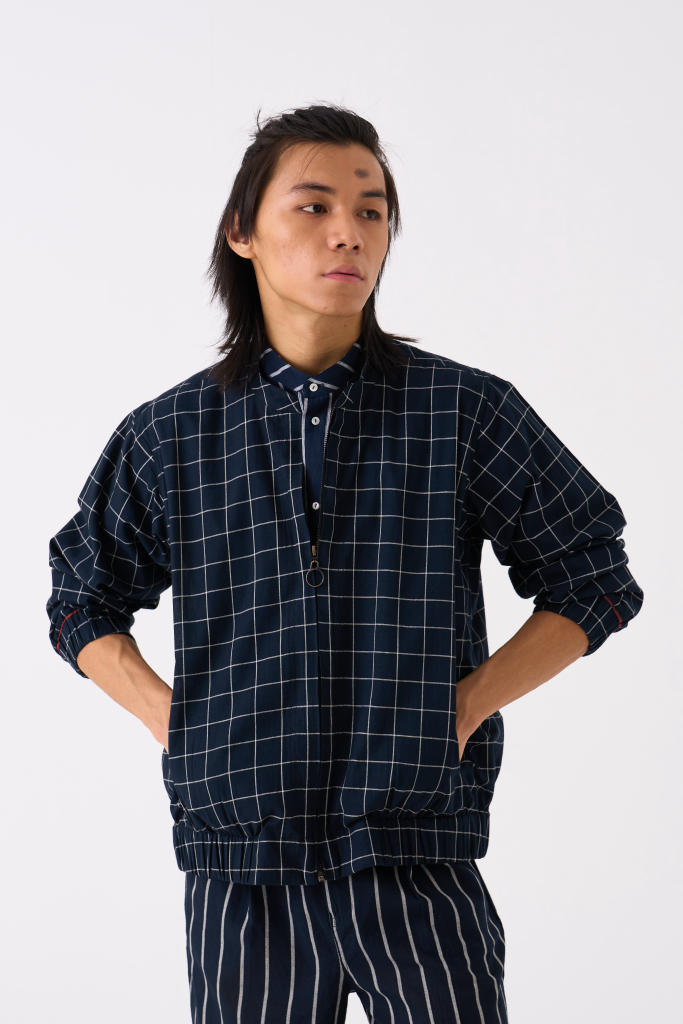 BOMBER JACKET - BLACK CHECK by THREE Men for men in Singapore