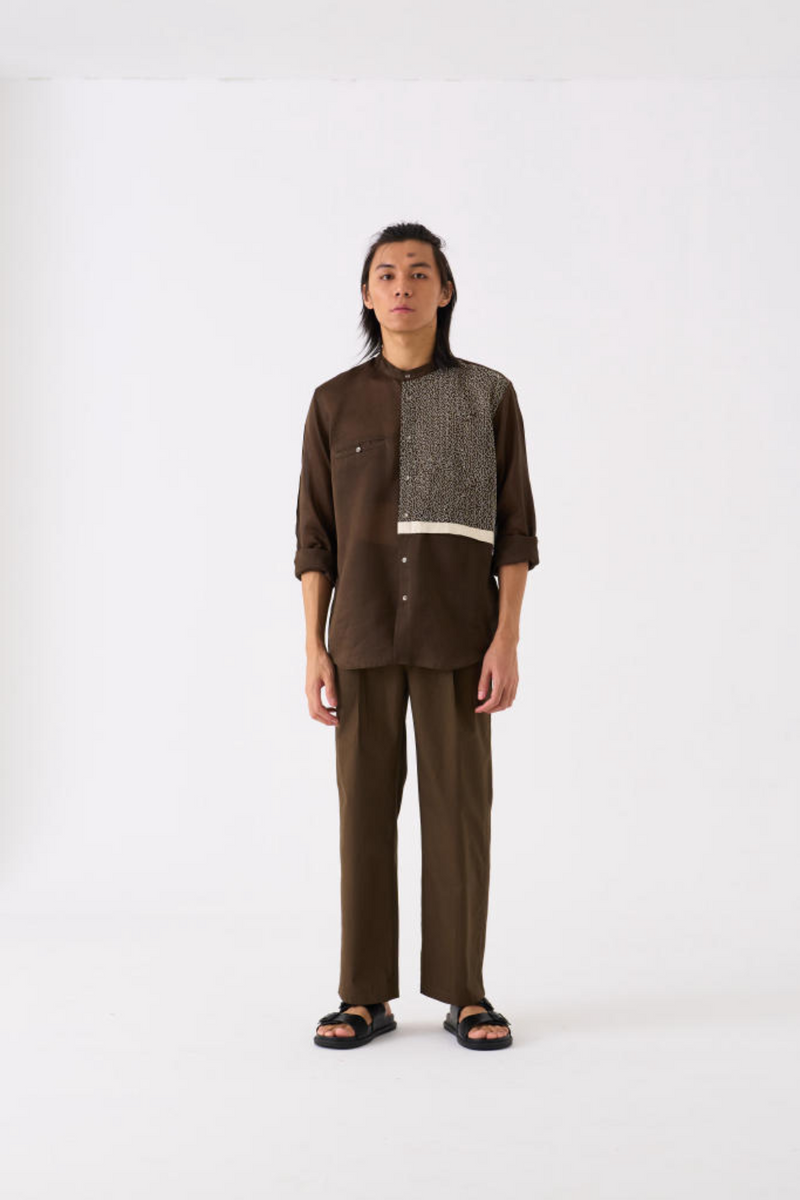 PANELLED EMBROIDERED SHIRT CO-ORD by THREE Men for men in Singapore