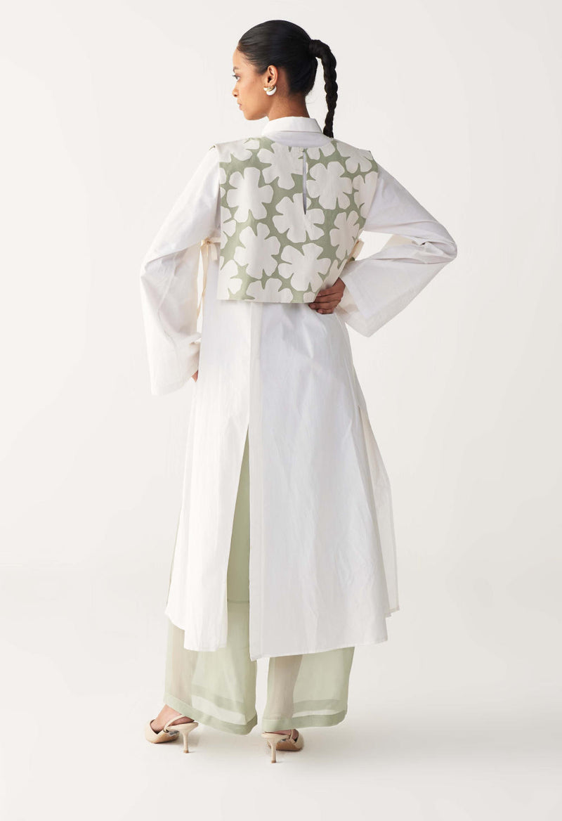FLORAL CROP OVERLAY -MINT organza by THREE in mint color for women in Singapore