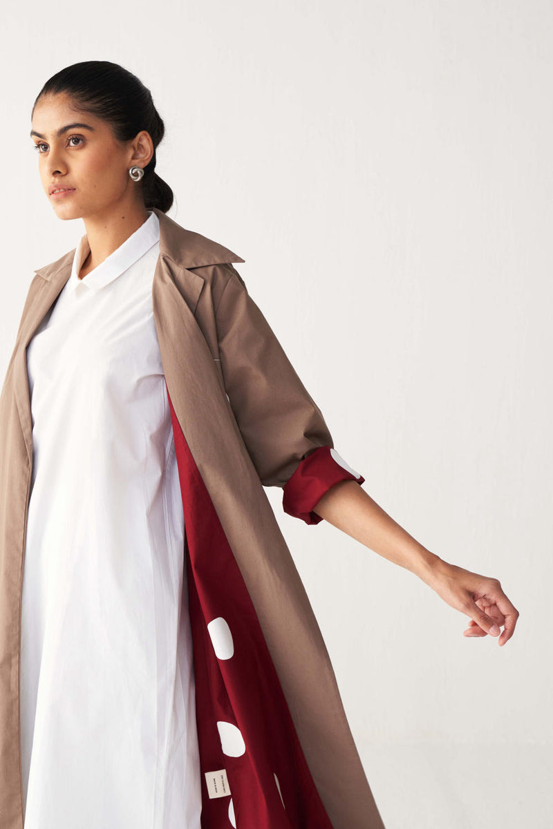 FLORAL APP. PATCH JACKET CO-ORD (SET OF 3)-CEDAR & WHITE poplin by THREE for women in Singapore
