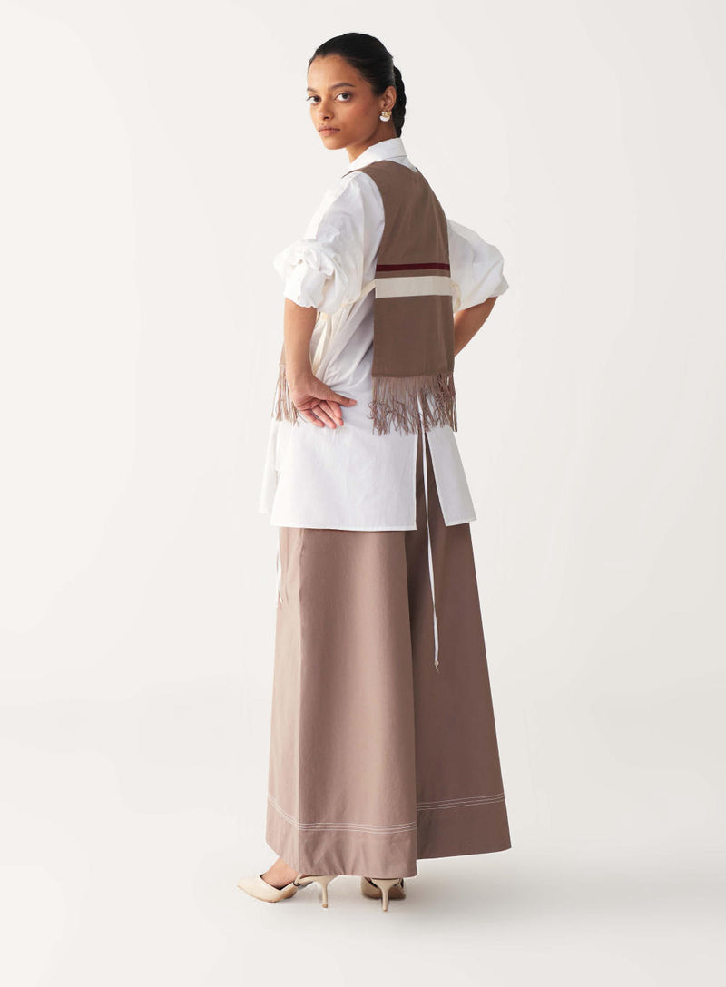 FRINGE CROP OVERLAY-CEDAR poplin by THREE for women in Singapore