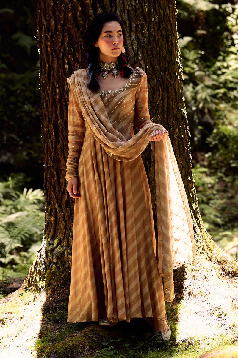 Sadie Anarkali Set cotton silk by Paulmi & Harsh-kahan Sep'26 in yellow for women in Singapore