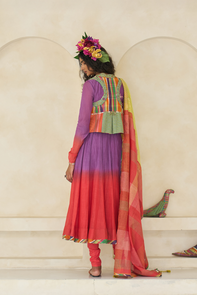 Sage Gilet cotton by SWATTI KAPOOR in multi color for women in Singapore