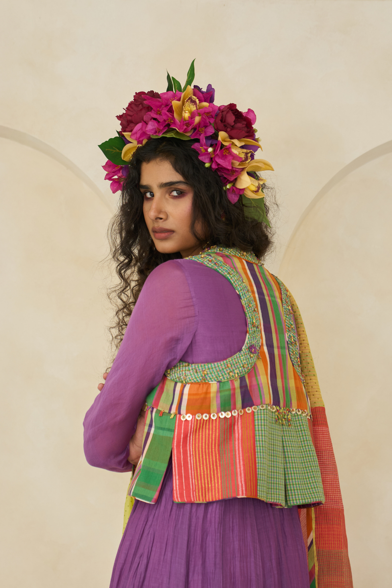 Sage Gilet cotton by SWATTI KAPOOR in multi color for women in Singapore