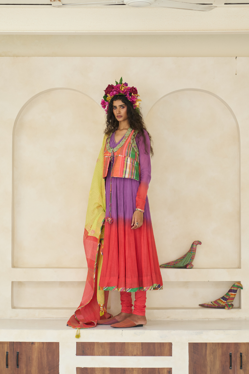 Sage Gilet cotton by SWATTI KAPOOR in multi color for women in Singapore