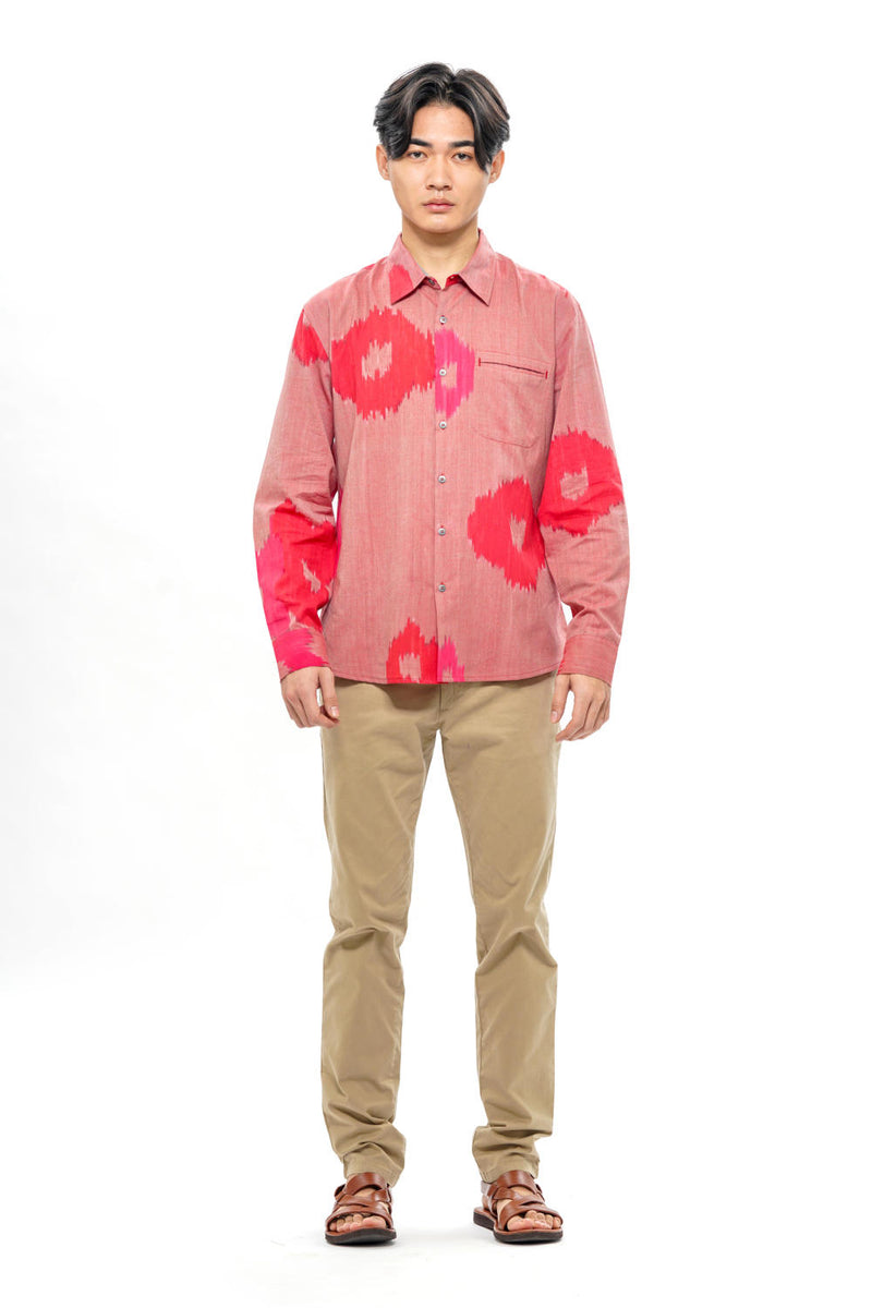 SAKURA MENS FULL SHIRT 100% cotton by Translate Men in pink color for men in Singapore