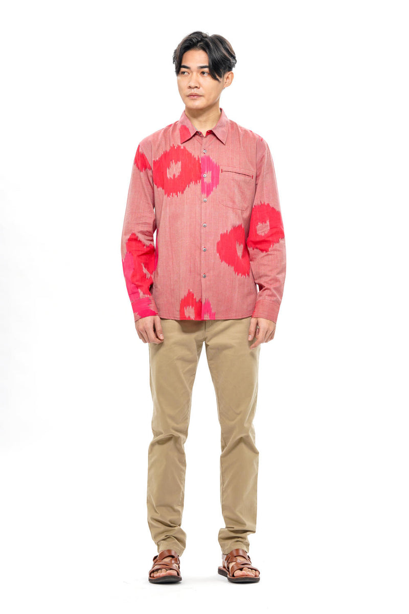 SAKURA MENS FULL SHIRT 100% cotton by Translate Men in pink color for men in Singapore