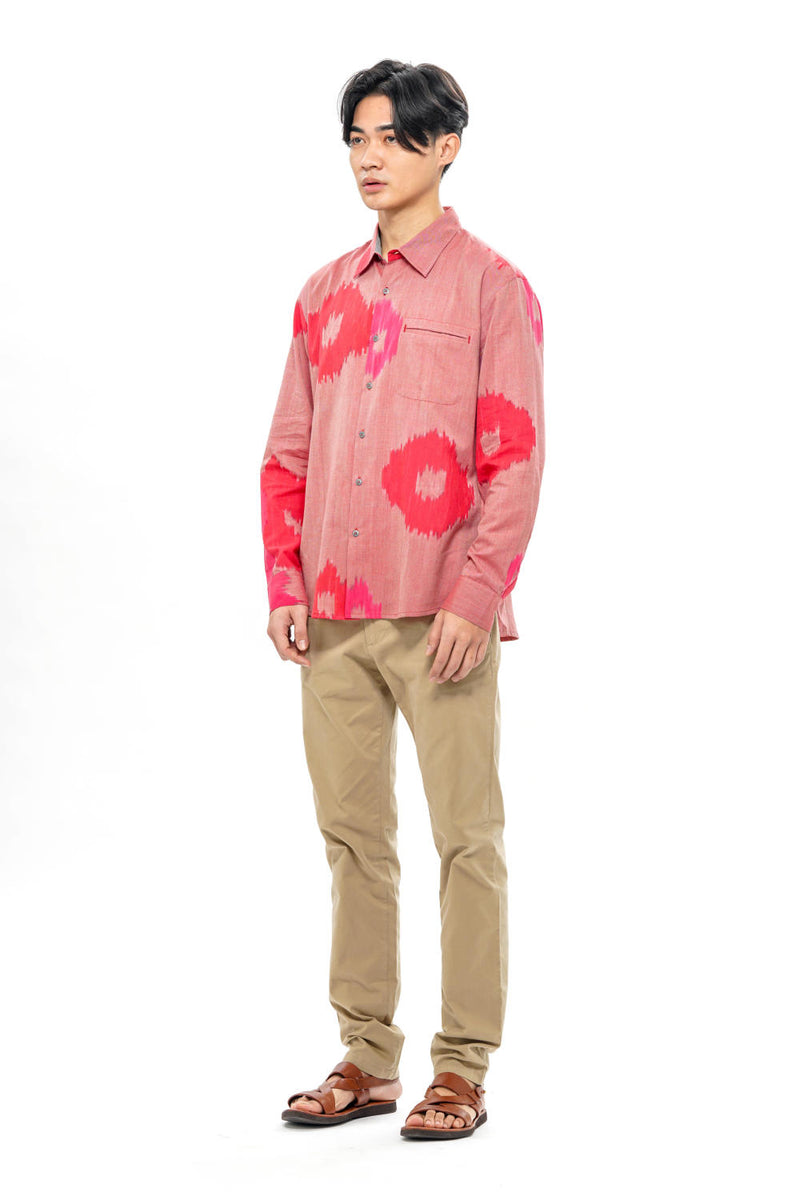 SAKURA MENS FULL SHIRT 100% cotton by Translate Men in pink color for men in Singapore
